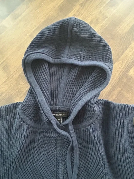 Banana Republic Navy Knit Hooded Pullover Sweater - Picture 9 of 10